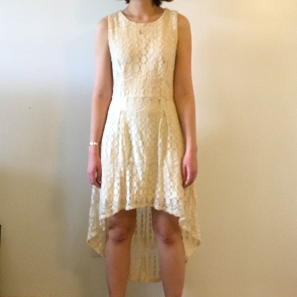 White lace, high-low summer dress